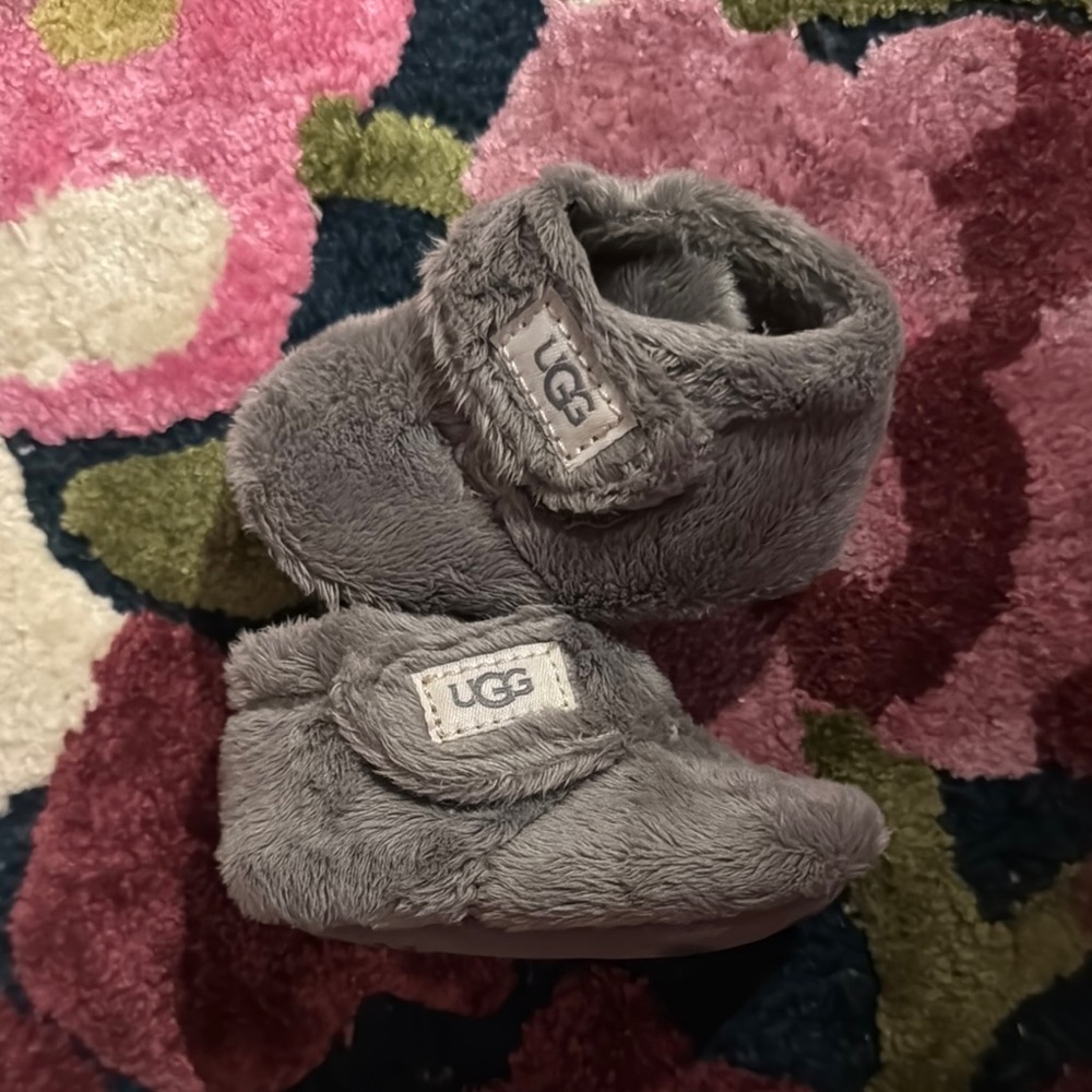 UGG Gray Fuzzy Baby Booties